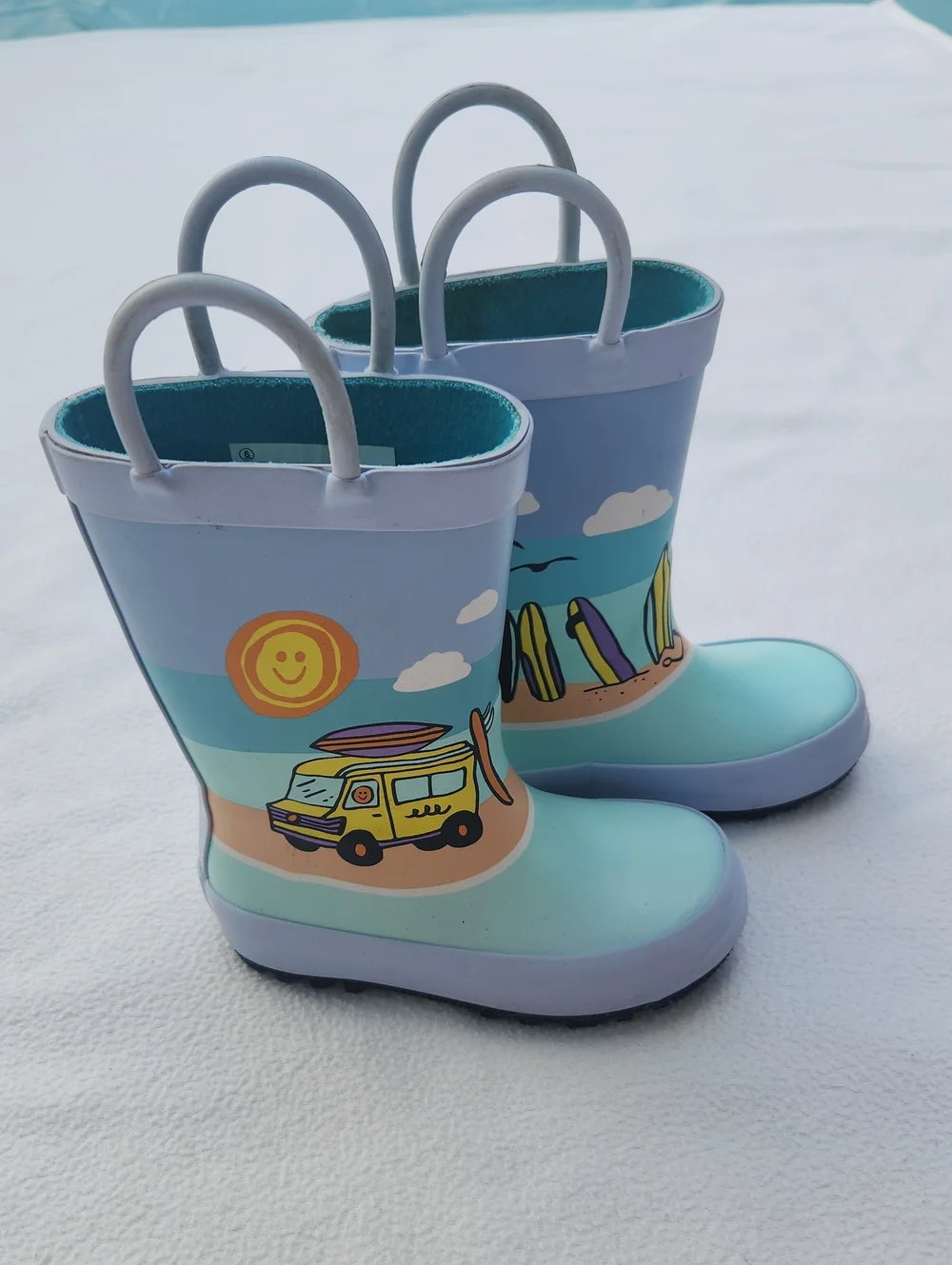 Boys Beach Surf Van Rain Boots Waterproof Rubber Size 6